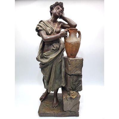 Antique Goldscheider Terracotta Figure by Rozel. Antique Goldscheider Terracotta Figure of an 