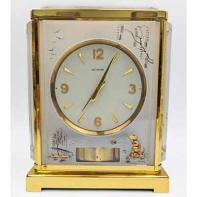 Rare LeCoultre Atmos "White Chino Marina" Clock w/ Gold Plated Metal Parts &amp; Lucite Panels 