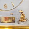 Rare LeCoultre Atmos "White Chino Marina" Clock w/ Gold Plated Metal Parts &amp; Lucite Panels Image - 6