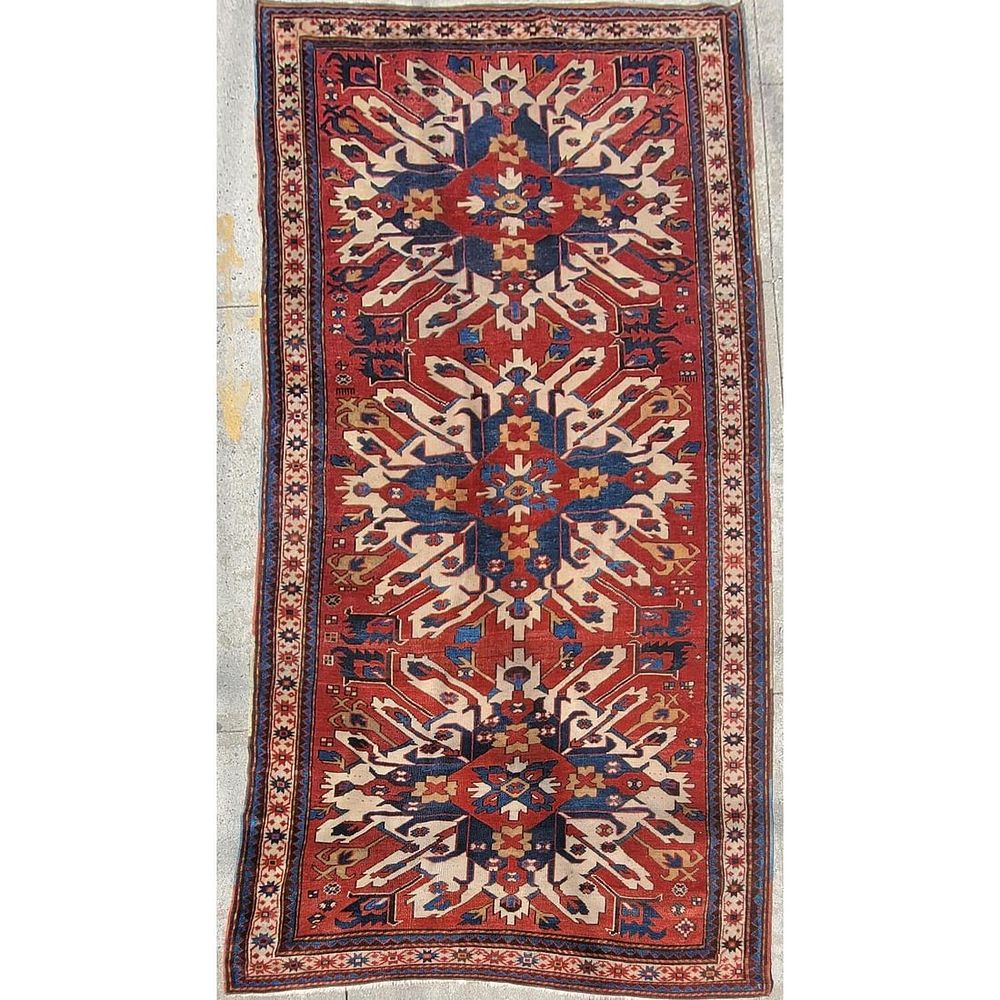 Rare Antique Caucasian Eagle Kazak Rug c.1900. Condition: Generally Good. Dimensions: L-9.5' x 