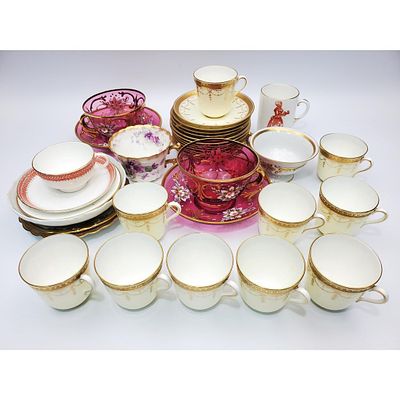 Lot of Antique Porcelain & Glass Cups & Saucers. Large Group Lot of Antique &amp; Old Porcelain 
