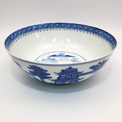 Antique Chinese Blue and White Porcelain Bowl. Condition: Generally Good, Has 2 Hairlines and a 