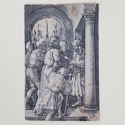 Attributed to Albrecht Durer, German (1471-1528) Etching on Paper. "Biblical Subject". Marked 