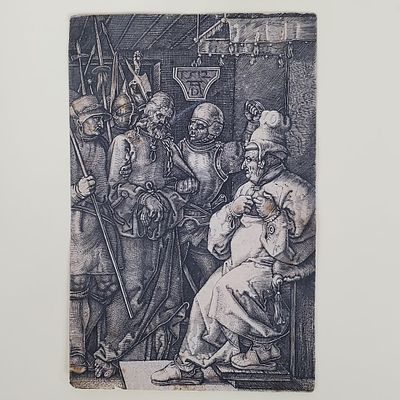 Attributed to Albrecht Durer, German (1471-1528) Etching on Paper. "Biblical Subject". Marked 