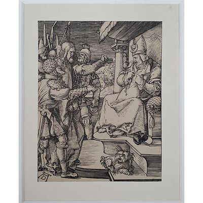 Attributed to Albrecht Durer, German (1471-1528) Etching on Paper. "Biblical Subject". Marked 