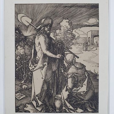 Attributed to Albrecht Durer, German (1471-1528) Etching on Paper. "Biblical Subject". Marked 
