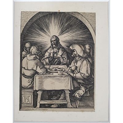 Attributed to Albrecht Durer, German (1471-1528) Etching on Paper. "Biblical Subject". Marked 