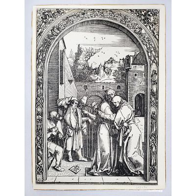 Attributed to Albrecht Durer, German (1471-1528) Etching on Paper. "Biblical Subject". Marked 