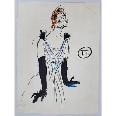 After Toulouse-Lautrec Watercolor & Ink on Paper. Attributed to &amp; After Toulouse-Lautrec 