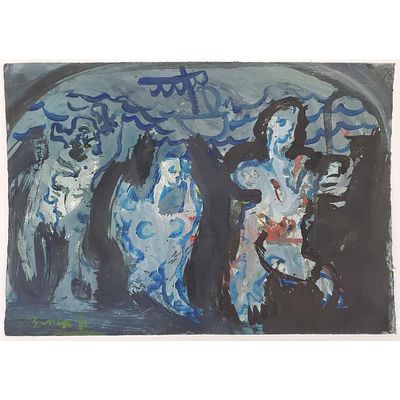 Adolf Benca, American (b.1959) Painting Oil on Paper. Signed &amp; Dated '81 Lower Left. 