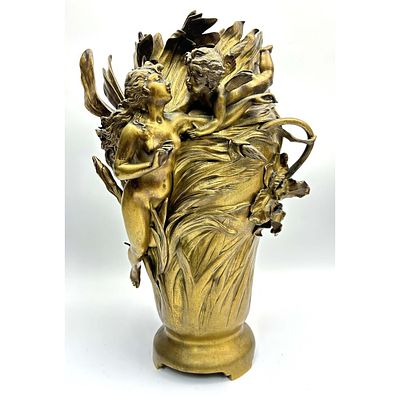 Jean Ferville, French (Late 19th C.) Bronze Vase. Jean Ferville, French (Late 19th C./Early 20th 