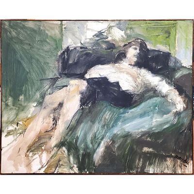 Very Large Signed Painting Oil on Canvas. Signed "Mandel" on Lower Right. Probably c. Early 