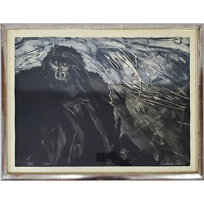 Emma Amos, American (1938-2020) Lithograph on Special Paper "Gorilla" c.1985. Signed Lower 
