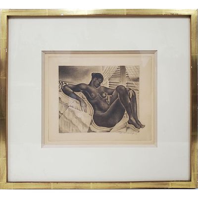 Signed Black & White Etching "Thais" c.1920's. Signed Black &amp; White Etching "Thais" 