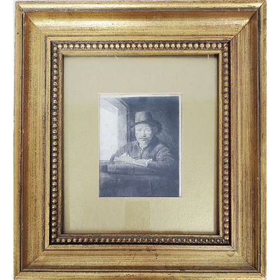 After Rembrandt Etching Self Portrait at a Window. After Rembrandt Etching "Self Portrait at a 