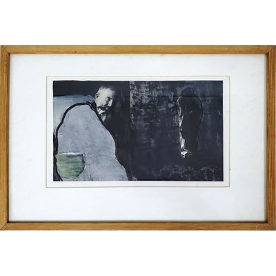 William Douglas McGee (American, 1925 - 1999) Acrylic &amp; Collage Painting on Paper "Balzac's 