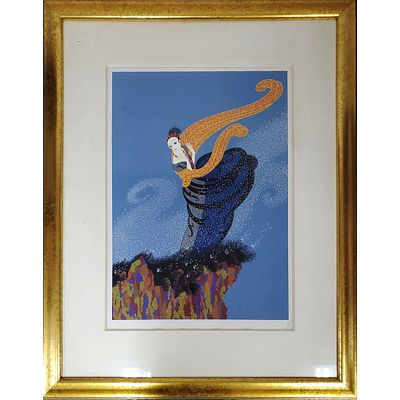 Erte Original Serigraph "Summer Breeze" c.1980. Erte (Romaine de Tirtoff) Russian/French 