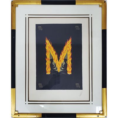 Erte Original Serigraph "M" c.1980. Erte (Romaine de Tirtoff) Russian/French (1892-1990) 