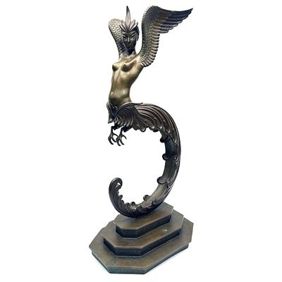 Erte Art Deco Style Cold-Painted "Firebird" Bronze. Erte (Romaine de Tirtoff) Russian/French 