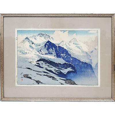Hiroshi Yoshida (Japanese American, 1876 - 1950) Fine Woodblock Print "Jungfrau" From The 