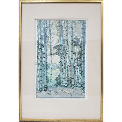 Hiroshi Yoshida (Japanese American, 1876 - 1950) Wood Block Print "Bamboo Grove (Chikurin)". 