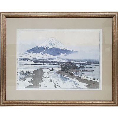 Hiroshi Yoshida (Japanese American, 1876 - 1950) Wood Block Print "Kawaguchi Lake" From The 