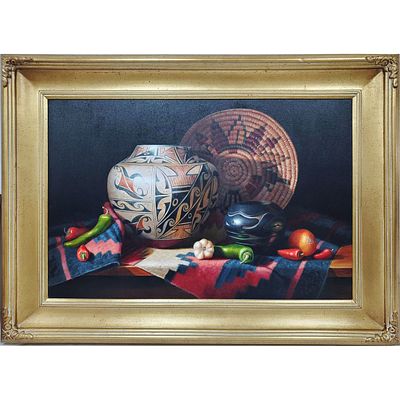 Sue Krzyston (American, Born 1948) Large Painting Oil on Canvas "Following The Ways" c. 2007. 