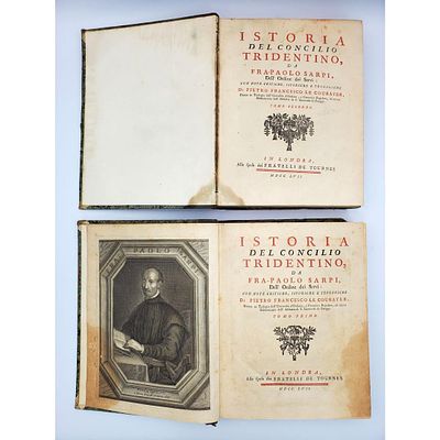 2 Antique Books "Istoria Del Concilio Tridentino". 2 Antique 18th C. Books c.1757 Titled 