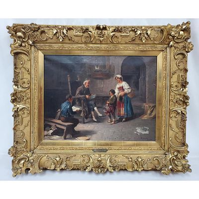 A. Secola, Spanish (Late 19th C. - Early 20th C.) Painting Oil on Canvas "Il Buono Scolare" "The 