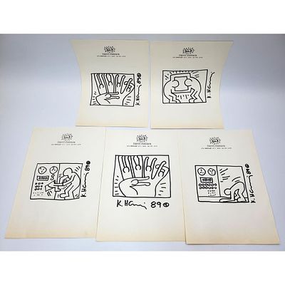 After Keith Haring Lot of 5 Marker Drawings. After Keith Haring Lot of 5 Drawings Marker on 