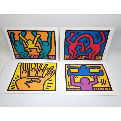 After Keith Haring, American (1958-1990), Lot of 4 Prints. All Are Pencil Signed, Dated &amp; 