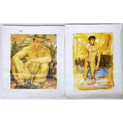 Lot of 2 Signed Paintings Oil on Canvas. Unframed. Condition: Generally Good. Dimensions: 16" x 