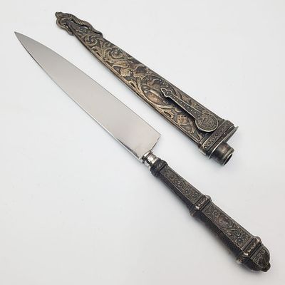 Original Vintage Eberle Guaucho Boot Knife w/ Scabbard.Condition: Generally Good, As 