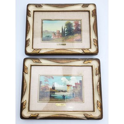 2 Vintage Signed Miniature Paintings. Both Are Signed Lower Right &amp; In Original Framed 