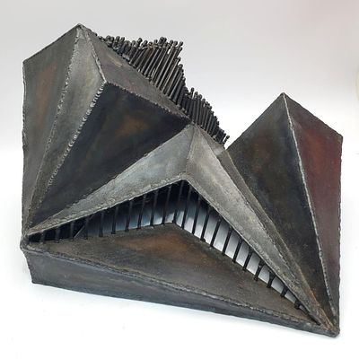 Unusual Brutalist Metal Sculpture. Apparently Unsigned. Condition: Generally Very Good. 