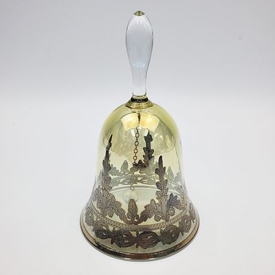 Antique Iridescent Glass Bell w/ Silver Deposit. Condition: Generally Very Good. Dimensions: H- 