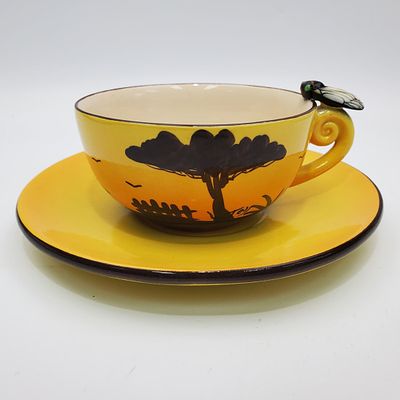 Antique Art Nouveau Large Ceramic Cup & Saucer. Antique Art Nouveau Large Ceramic Cup &amp; 