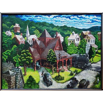 William C. Bell Painting Acrylic on Canvas. Vintage Signed William C. Bell Painting Acrylic on 