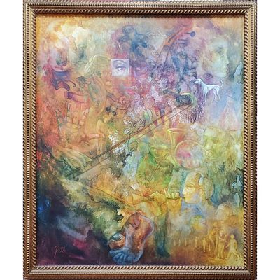 Monumental Vintage Signed Painting Oil on Canvas. Signed Lower Left &amp; Dated '98. Also 