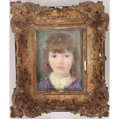 Guido Amicarelli, Argentinean (Early 20th C.) Painting Oil on Panel. "The Girl in The Violet 