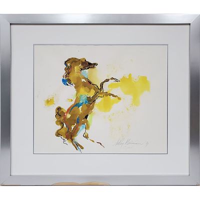 Leroy Neiman, American (1921-2021) Painting Watercolor on Paper "Defiant".Signed, Described 