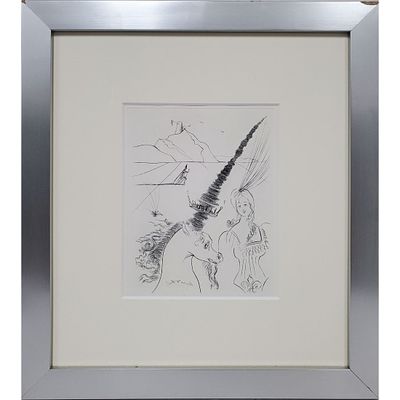 Salvador Dali, Spanish (1904-1989) Etching on Paper "Magicians" c.1970's. In Original Frame 