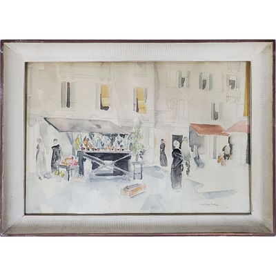 Vintage Signed "Paris Scene" Watercolor Painting. Vintage Signed "Paris Scene" Painting 