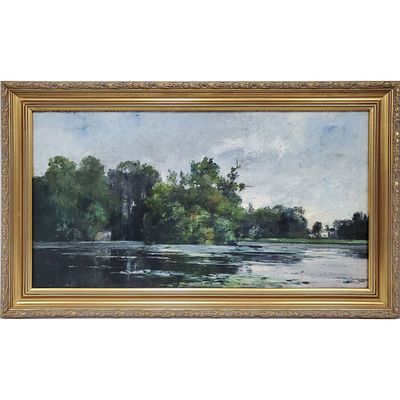 Antique French Impressionistic Oil Painting. Antique French Impressionistic Painting Oil on 