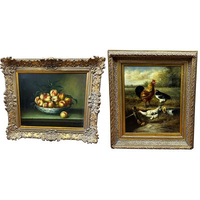 Lot of 2 Vintage Signed Paintings Oil on Canvas. Both In Original Beautiful Frames. Condition: 