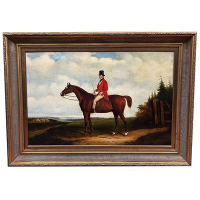 Vintage Signed Large Painting Oil on Canvas "Jockey". In Beautiful Original Frame. Circa 1970s. 
