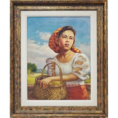 Tony Valdvea Signed Painting Oil on Canvas. Tony Valdvea, Philippines (Mid 20th C.) Vintage 