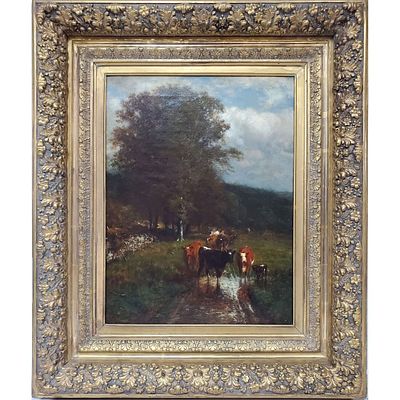 James M. Hart, American (1828-1901) Oil Painting. James McDougal Hart, Scottish/American 