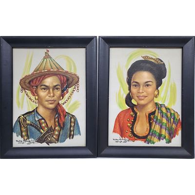 Pedro Amorsolo, Philippines (b.1926) 2 Paintings. Pedro Amorsolo, Philippines (b.1926) Lot of 2 