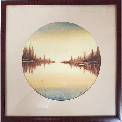 Signed Olsen Antique Watercolor on Paper. In Original Frame Under Glass. Has Not Been Examined 